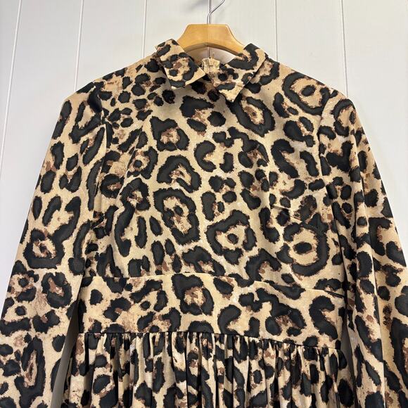 Womens Boho Feminine Leopard Print Chiffon Lacey Hem Maxi Dress Size M Mob Wife - Picture 8 of 12